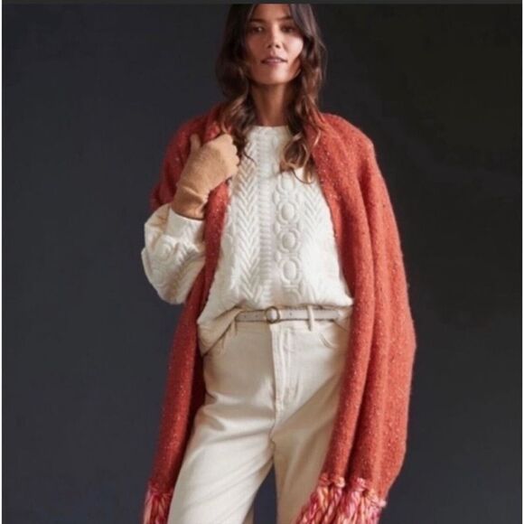 New Anthropologie Tasseled Blanket Scarf - Picture 2 of 10